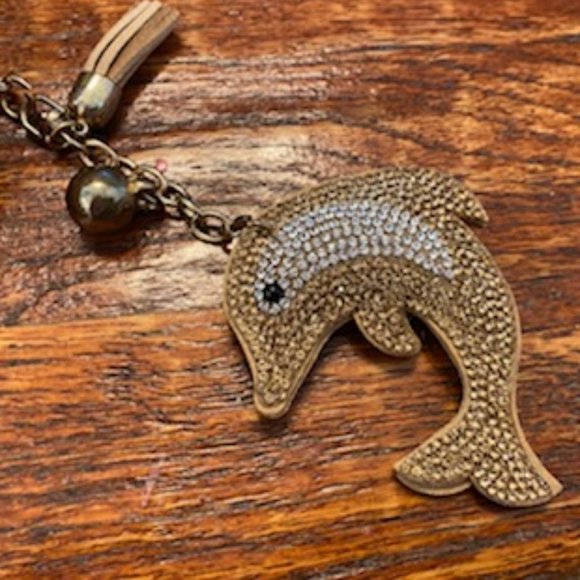 NEW Woven RAFFIA & ORANGE Pleather CLUTCH PURSE *Crystal DOLPHIN KEY FOB* Pocket - Picture 4 of 11